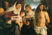 Sebastiano del Piombo La Sainte Famille avec sainte Catherine, saint Sebastien et un donateur Sweden oil painting artist
